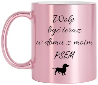 Kubek różowy metalik premium prezent dla koleżanki urodziny imieniny