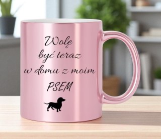 Kubek różowy metalik premium prezent dla koleżanki urodziny imieniny