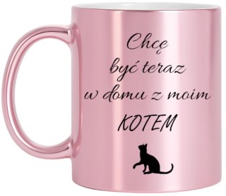 Kubek różowy metalik premium prezent dla koleżanki urodziny imieniny