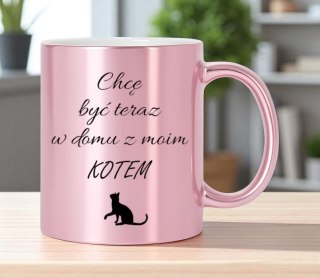 Kubek różowy metalik premium prezent dla koleżanki urodziny imieniny