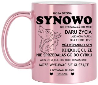 Kubek różowy metalik premium prezent dla synowej urodziny imieniny