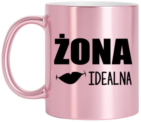 Kubek różowy metalik premium prezent dla żony na urodziny imieniny rocznicę