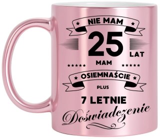 Kubek różowy metalik premium prezent na 25 urodziny oryginalny upominek