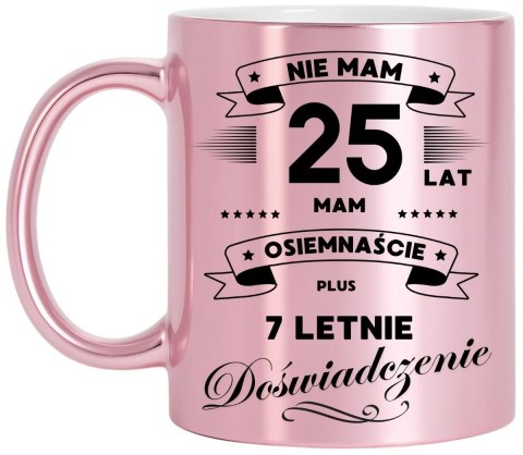 Kubek różowy metalik premium prezent na 25 urodziny oryginalny upominek