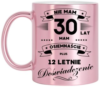Kubek różowy metalik premium prezent na 30 urodziny oryginalny upominek