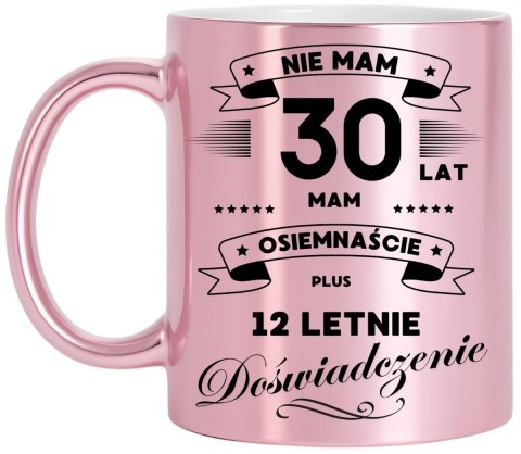 Kubek różowy metalik premium prezent na 30 urodziny oryginalny upominek