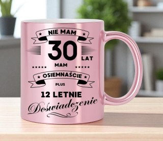 Kubek różowy metalik premium prezent na 30 urodziny oryginalny upominek