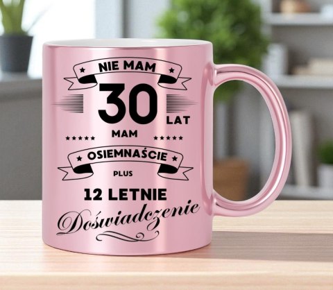 Kubek różowy metalik premium prezent na 30 urodziny oryginalny upominek