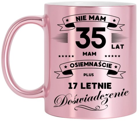 Kubek różowy metalik premium prezent na 35 urodziny oryginalny upominek