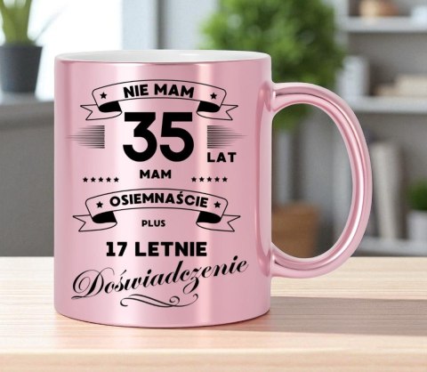 Kubek różowy metalik premium prezent na 35 urodziny oryginalny upominek