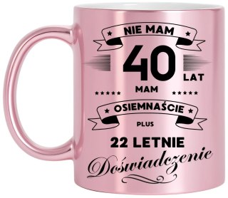 Kubek różowy metalik premium prezent na 40 urodziny oryginalny upominek
