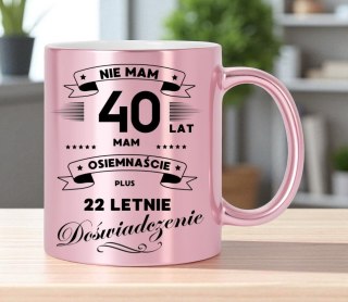 Kubek różowy metalik premium prezent na 40 urodziny oryginalny upominek