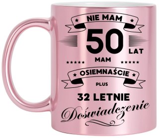 Kubek różowy metalik premium prezent na 50 urodziny oryginalny upominek
