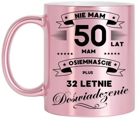 Kubek różowy metalik premium prezent na 50 urodziny oryginalny upominek