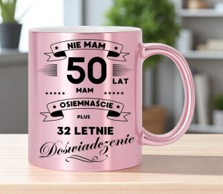 Kubek różowy metalik premium prezent na 50 urodziny oryginalny upominek