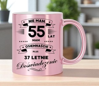 Kubek różowy metalik premium prezent na 55 urodziny oryginalny upominek