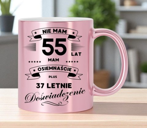 Kubek różowy metalik premium prezent na 55 urodziny oryginalny upominek