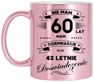 Kubek różowy metalik premium prezent na 60 urodziny oryginalny upominek