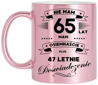 Kubek różowy metalik premium prezent na 65 urodziny oryginalny upominek