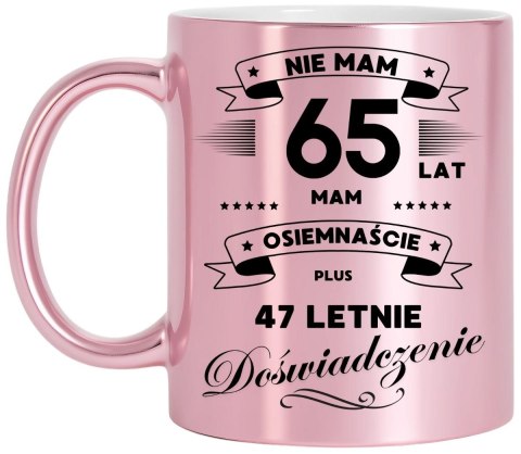 Kubek różowy metalik premium prezent na 65 urodziny oryginalny upominek