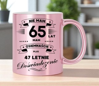 Kubek różowy metalik premium prezent na 65 urodziny oryginalny upominek