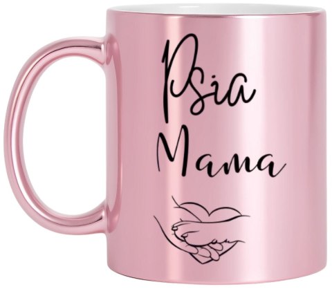 Kubek różowy metalik premium psia mama urodziny imieniny prezent