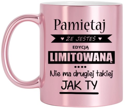 Kubek różowy metalik prezent dla dziewczyny koleżanki żony na różne okazje