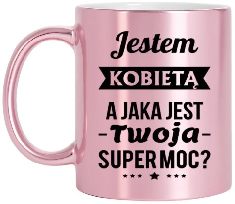 Kubek różowy metalik prezent dla dziewczyny koleżanki żony na różne okazje