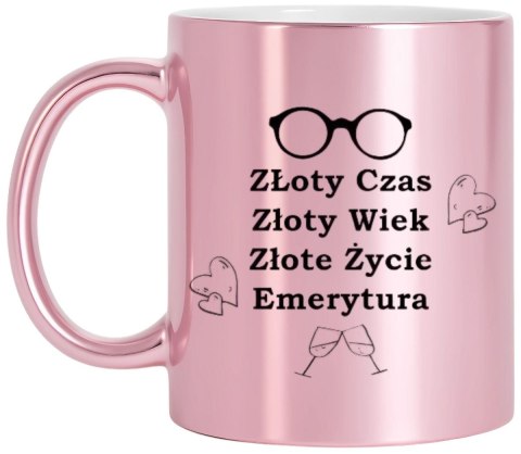 Kubek różowy premium dla emerytki emerytura pożegnanie z pracy