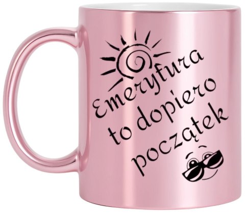 Kubek różowy premium dla emerytki emerytura pożegnanie z pracy