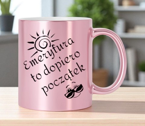 Kubek różowy premium dla emerytki emerytura pożegnanie z pracy