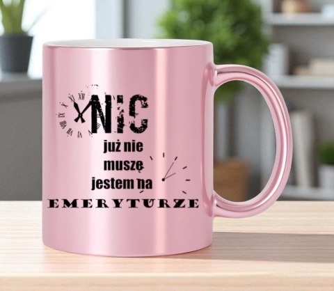 Kubek różowy premium dla emerytki emerytura pożegnanie z pracy