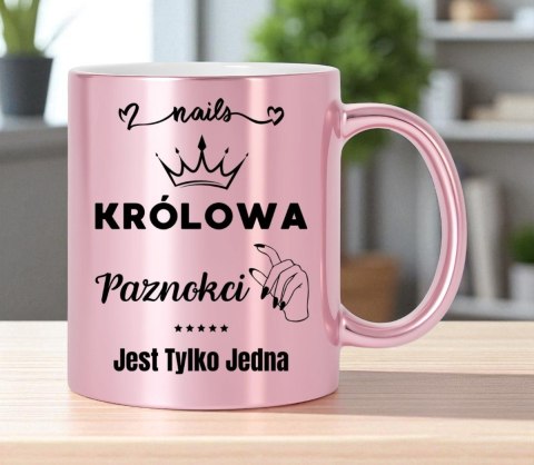 Kubek różowy premium dla kosmetyczki stylistki paznokci śmieszny prezent