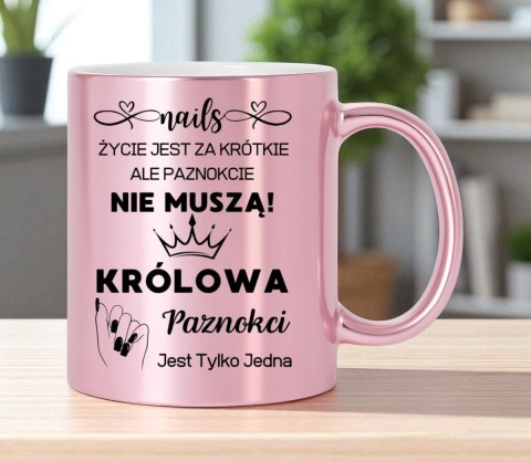 Kubek różowy premium dla kosmetyczki stylistki paznokci śmieszny prezent