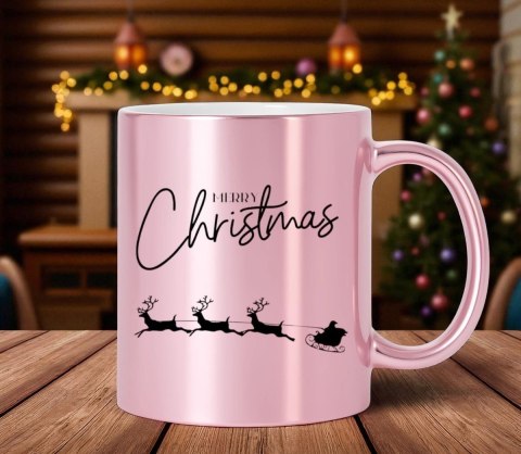 Kubek różowy premium prezent świąteczny Boże Narodzenie mikołajki