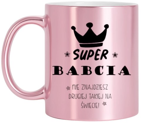 Kubek różowy premium z nadrukiem babcia prezent dla Babci urodziny imieniny