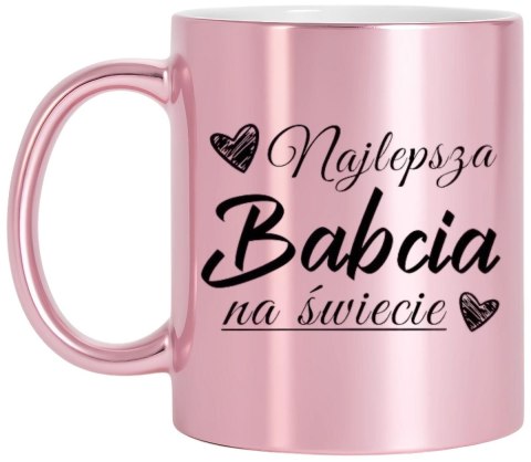 Kubek różowy premium z nadrukiem babcia prezent dla Babci urodziny imieniny