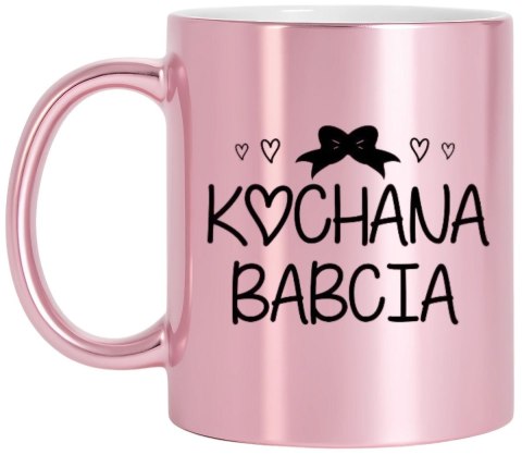 Kubek różowy premium z nadrukiem babcia prezent dla Babci urodziny imieniny