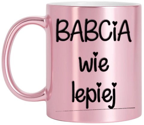 Kubek różowy premium z nadrukiem babcia prezent dla Babci urodziny imieniny