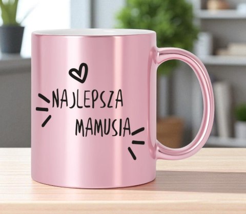 Kubek różowy premium z nadrukiem dla mamy teściowej prezent Dzień Matki