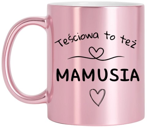 Kubek różowy premium z nadrukiem dla mamy teściowej prezent Dzień Matki