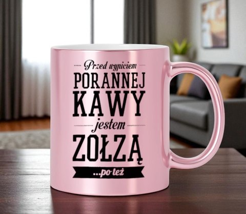 Kubek różowy z twoim nadrukiem tekstem grafiką logo prezent reklama