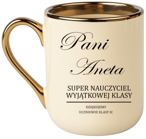Kubek PREMIUM prezent dla NAUCZYCIELKI WYCHOWAWCZYNI PEDAGOGA z imieniem