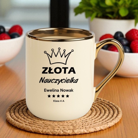 Kubek PREMIUM prezent dla NAUCZYCIELKI WYCHOWAWCZYNI PEDAGOGA z imieniem