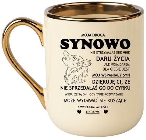 Kubek PREMIUM ze śmiesznym tekstem Synowa wyjątkowy prezent dla SYNOWEJ