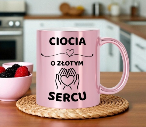 Kubek różowy z dedykacją wyjątkowy prezent dla CIOCI