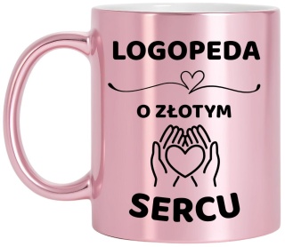 Kubek różowy z dedykacją wyjątkowy prezent dla LOGOPEDY