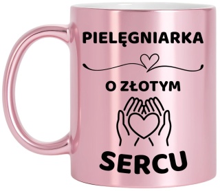 Kubek różowy z dedykacją wyjątkowy prezent dla PIELĘGNIARKI