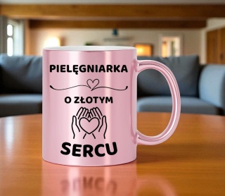 Kubek różowy z dedykacją wyjątkowy prezent dla PIELĘGNIARKI