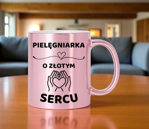 Kubek różowy z dedykacją wyjątkowy prezent dla PIELĘGNIARKI